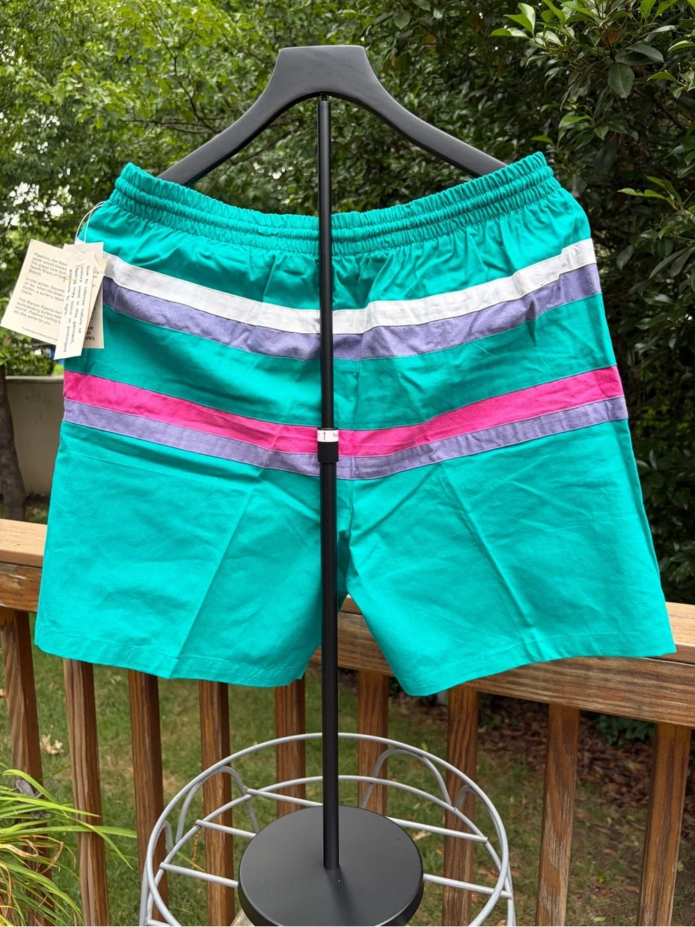 NOS vintage pipeline, surf trunks shorts teal, pink, purple Men's MED NWT